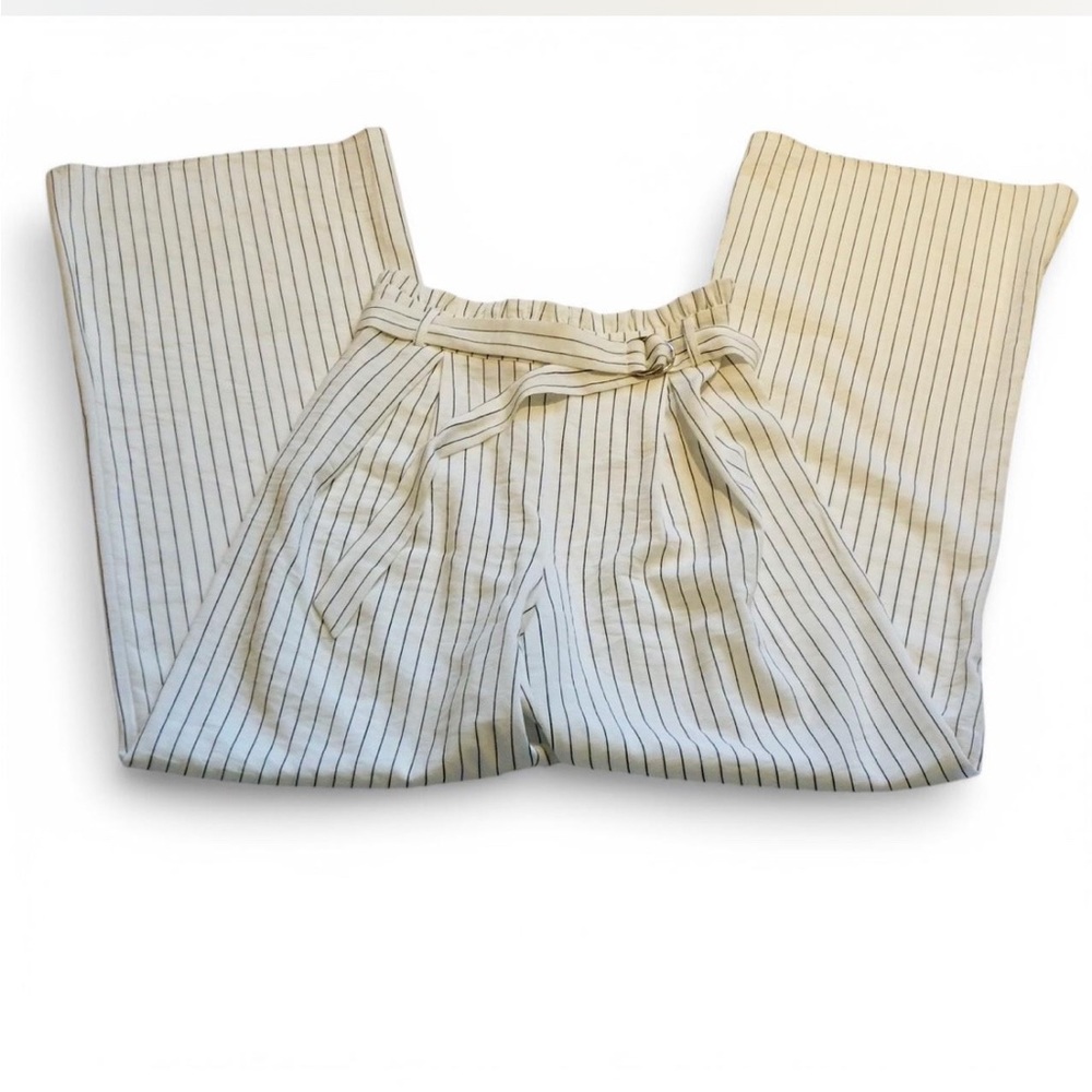 💚 WILLIAM B Wide Leg Striped Belted Pants (M)